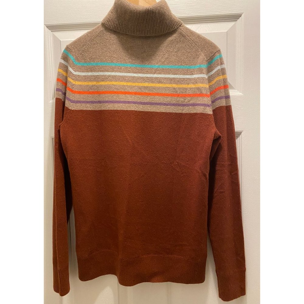 Womens Tall Cashmere Turtleneck Colorblock Sweater from Land's End